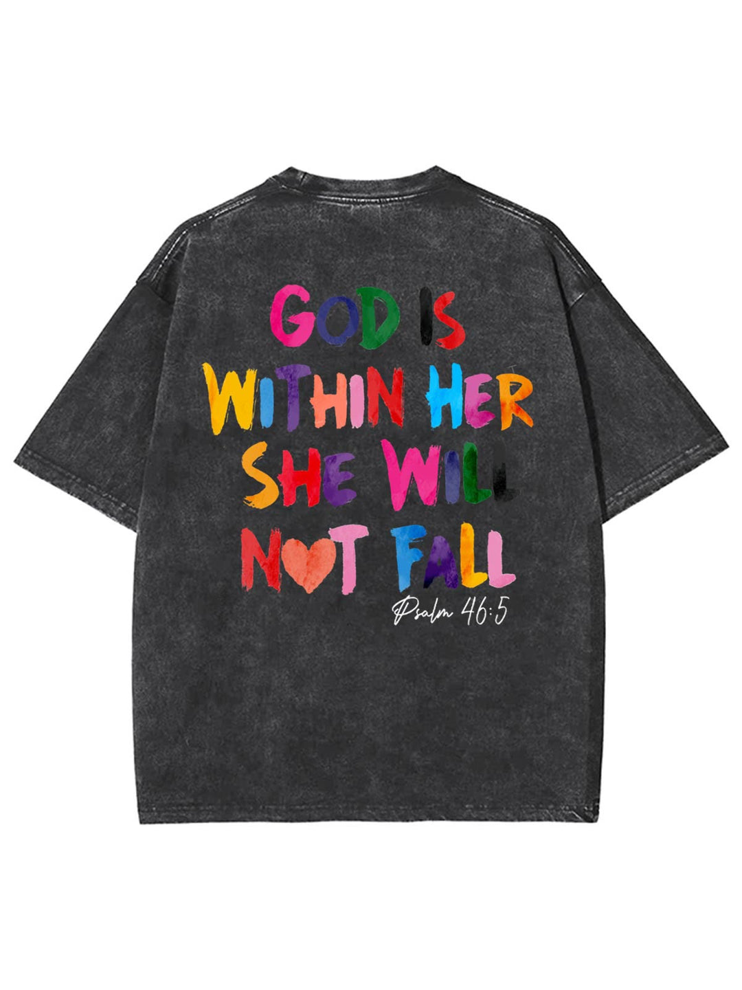Christianartworkshop Gott ist in ihr, sie wird nicht fallen Unisex-T-Shirt (vorgewaschen) - Schwarz - 4XL - image 5