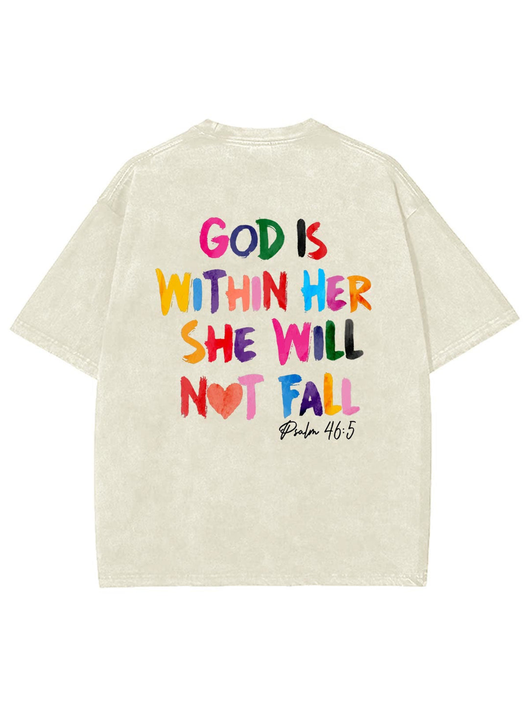 Christianartworkshop Gott ist in ihr, sie wird nicht fallen Unisex-T-Shirt (vorgewaschen) - Beige - 4XL - image 0