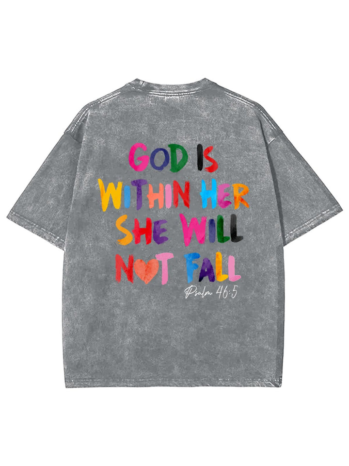 Christianartworkshop Gott ist in ihr, sie wird nicht fallen Unisex-T-Shirt (vorgewaschen) - Grau - 4XL - image 17