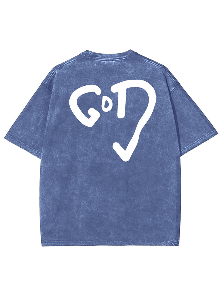 Christianartworkshop Gott Herz Unisex gewaschenes T-Shirt - Blau - 4XL - image 6