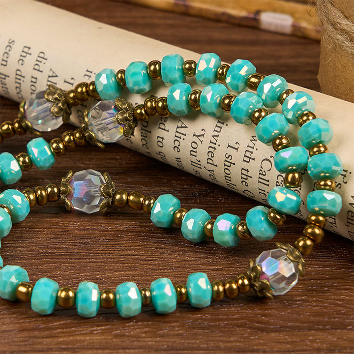 Christianartworkshop Lorraine-Kreuz und Kruzifix aus 8 mm Rondell, Aquamarin-Stein, Nylonschnur, Rosenkranz
