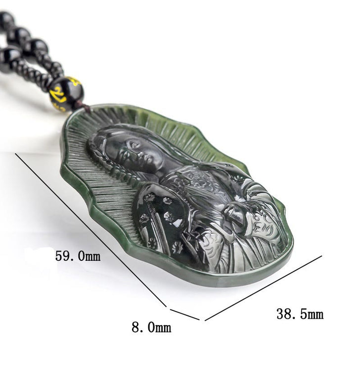 Christianartworkshop Halskette „Unsere Liebe Frau von Guadalupe“ aus Hetian-Schwarzjade – ein Symbol heiliger Hingabe