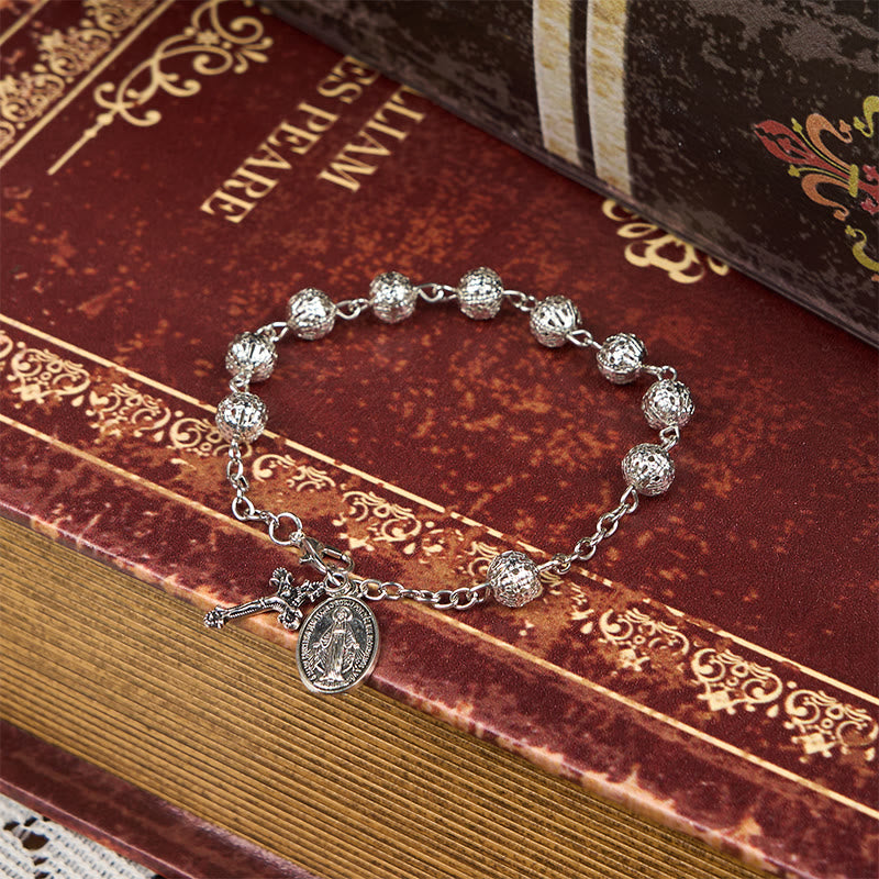 Christianartworkshop Wundermedaille & Kruzifix Verstellbares schlichtes Freizeitarmband - Wundermedaille und Kruzifix - image 0
