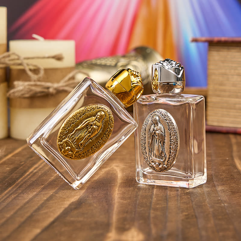 Christianartworkshop – Exklusiv gefertigte Weihwasserflasche „Unsere Liebe Frau von Guadalupe“ – ein Gefäß des Segens und des Schutzes - image 0