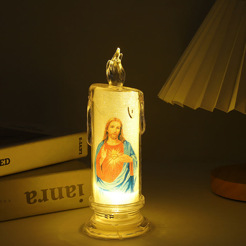 Christianartworkshop Klassische dekorative Kerze der Heiligen Familie – ein Licht des Glaubens und der Hingabe - Jesus Heiliges Herz-1 - 2,17''*5,91'' - image 1