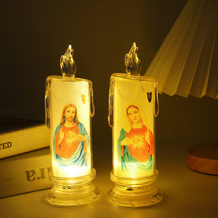 Christianartworkshop Klassische dekorative Kerze der Heiligen Familie – ein Licht des Glaubens und der Hingabe - Jesus Heiliges Herz-1 - 2,60''*7,09'' - image 0