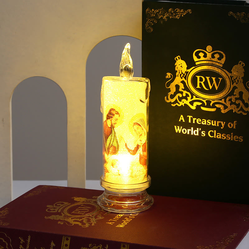 Christianartworkshop Klassische dekorative Kerze der Heiligen Familie – ein Licht des Glaubens und der Hingabe
