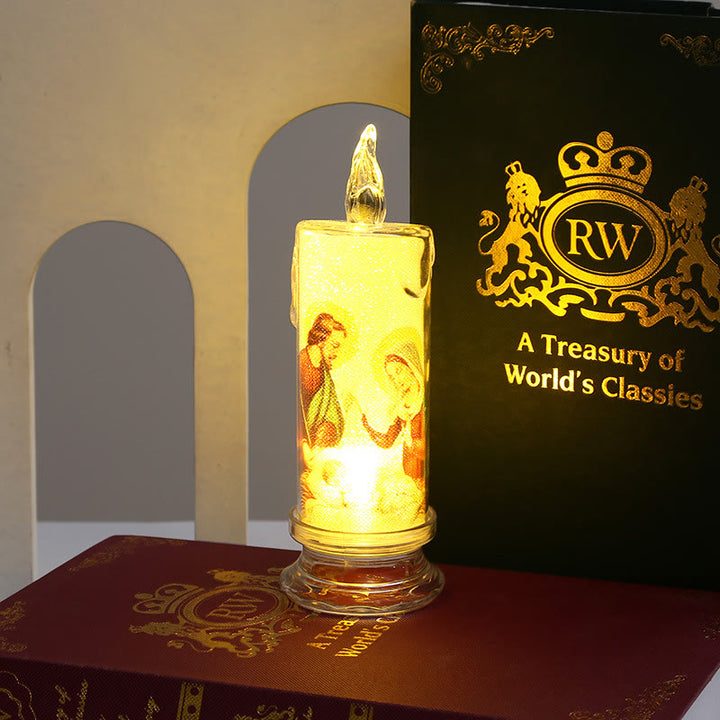 Christianartworkshop Klassische dekorative Kerze der Heiligen Familie – ein Licht des Glaubens und der Hingabe