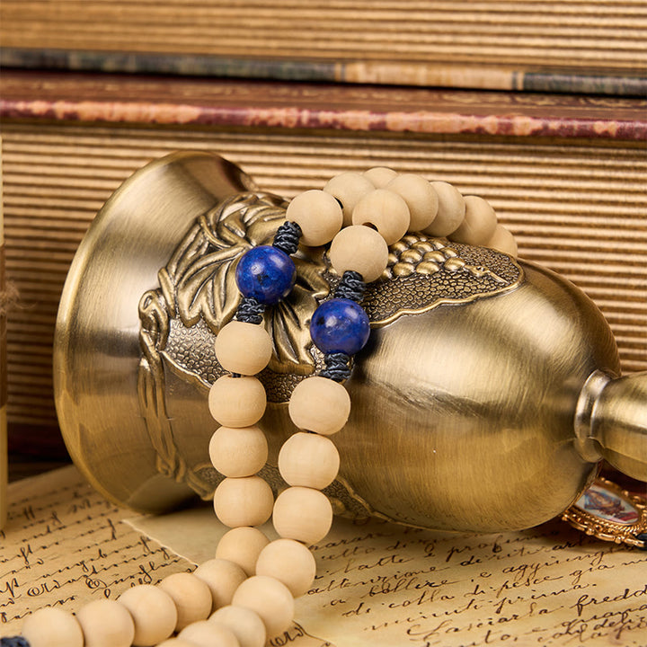 Christianartworkshop Rosenkranz „Unsere Liebe Frau und Kruzifix“ aus 10 mm handgefertigten Holzperlen aus Lapislazuli, Vaterunser-Perlen