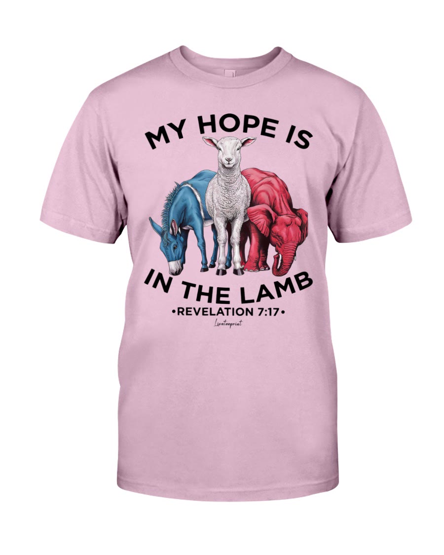 Christianartworkshop Klassisches T-Shirt „Meine Hoffnung liegt im Lamm“