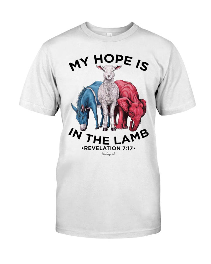 Christianartworkshop Klassisches T-Shirt „Meine Hoffnung liegt im Lamm“
