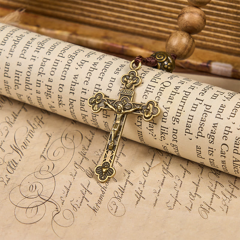 Christianartworkshop 10 mm großer handgefertigter Rosenkranz aus Adlerholz und Metallwolkenperlen – eine heilige Mischung aus Tradition und Glauben