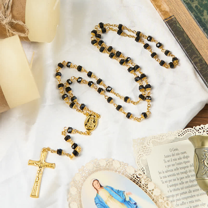 Christianartworkshop Rosenkranz mit Gebetsperlen aus Kristall „Unsere Liebe Frau von Fatima“ und Kruzifix, 6 mm