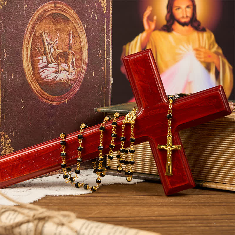 Christianartworkshop Rosenkranz mit Gebetsperlen aus Kristall „Unsere Liebe Frau von Fatima“ und Kruzifix, 6 mm