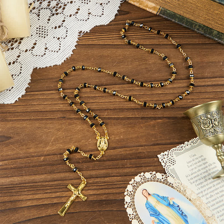 Christianartworkshop Rosenkranz mit Gebetsperlen aus Kristall „Unsere Liebe Frau von Fatima“ und Kruzifix, 6 mm