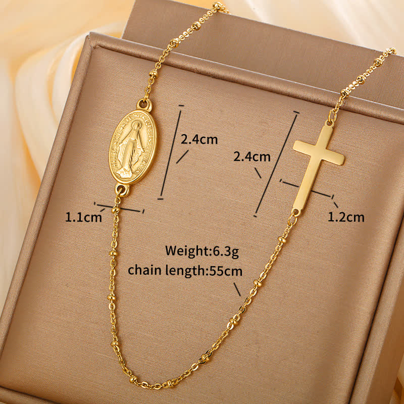Christianartworkshop Elegante Halskette mit Wundertätiger Medaille und schlichtem Kreuzanhänger in Gold