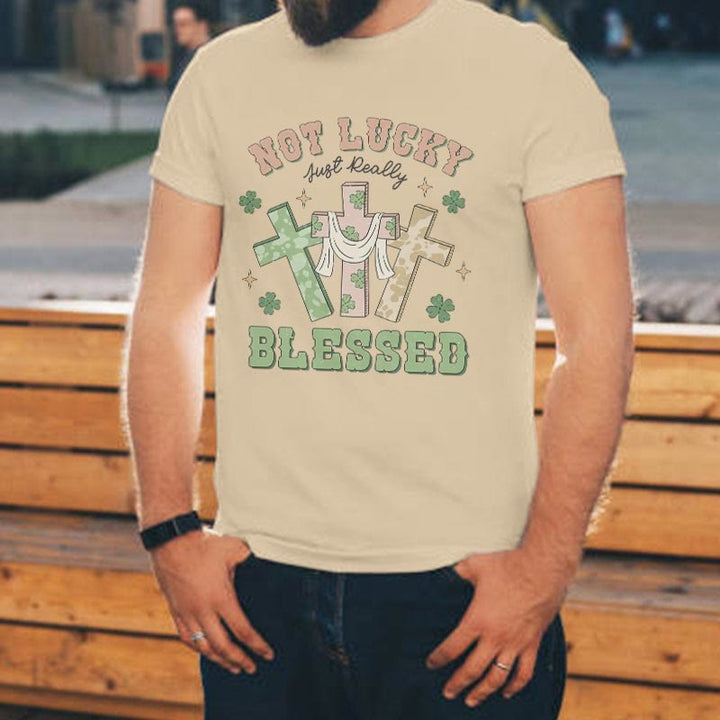 Christianartworkshop T-Shirt mit Aufschrift „Not Lucky Just Blessed“, inspiriert vom Glauben