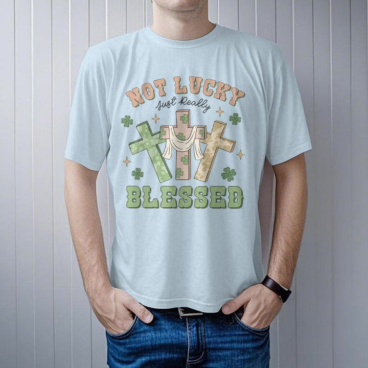 Christianartworkshop T-Shirt mit Aufschrift „Not Lucky Just Blessed“, inspiriert vom Glauben