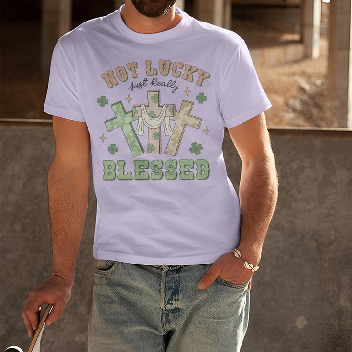 Christianartworkshop T-Shirt mit Aufschrift „Not Lucky Just Blessed“, inspiriert vom Glauben