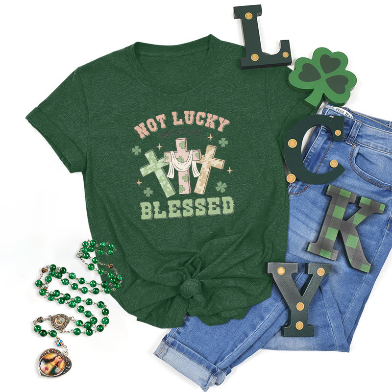 Christianartworkshop T-Shirt mit Aufschrift „Not Lucky Just Blessed“, inspiriert vom Glauben