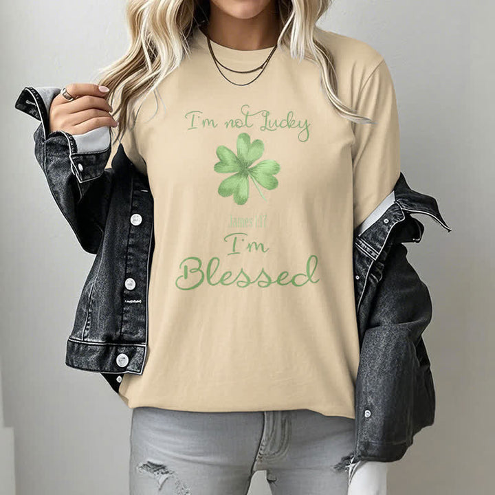 Christianartworkshop T-Shirt mit Aufschrift „I'M Not Lucky I'm Blessed“ im Glaubensstil