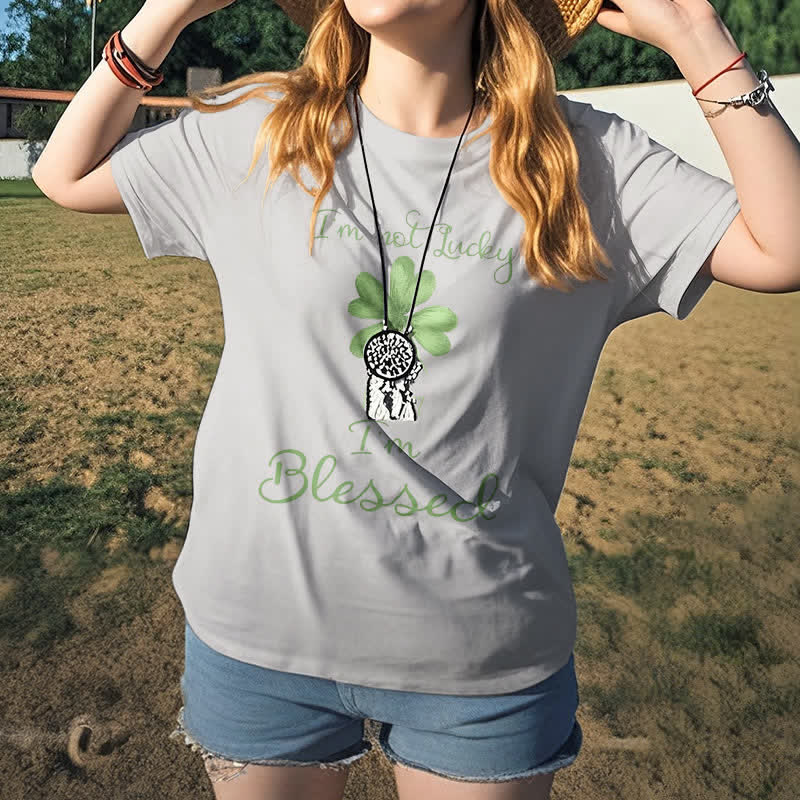 Christianartworkshop T-Shirt mit Aufschrift „I'M Not Lucky I'm Blessed“ im Glaubensstil