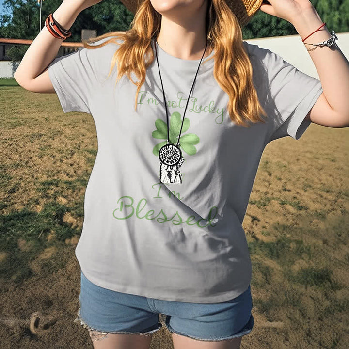Christianartworkshop T-Shirt mit Aufschrift „I'M Not Lucky I'm Blessed“ im Glaubensstil
