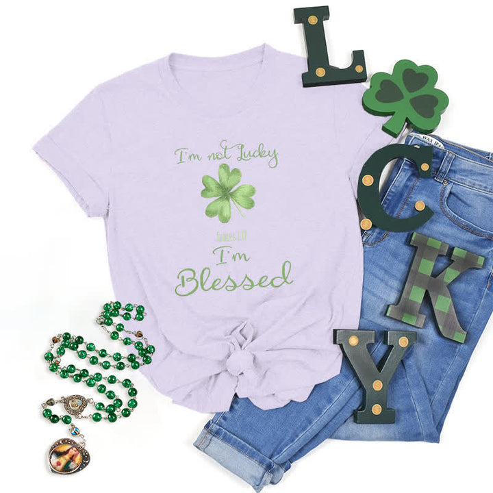 Christianartworkshop T-Shirt mit Aufschrift „I'M Not Lucky I'm Blessed“ im Glaubensstil