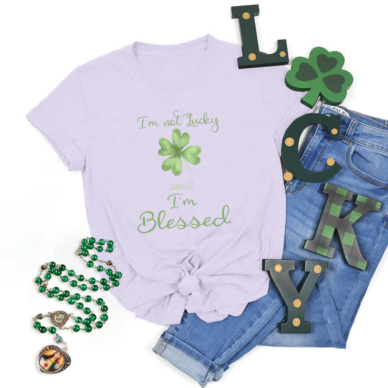 Christianartworkshop – Ich habe kein Glück, ich bin gesegnet – Glaubensinspiriertes T-Shirt - Lila - 2XL - image 25