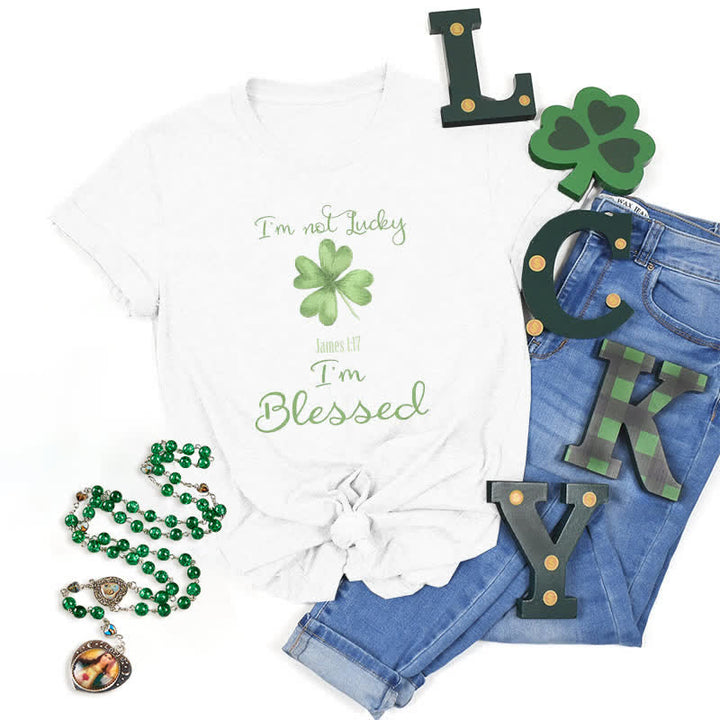 Christianartworkshop T-Shirt mit Aufschrift „I'M Not Lucky I'm Blessed“ im Glaubensstil