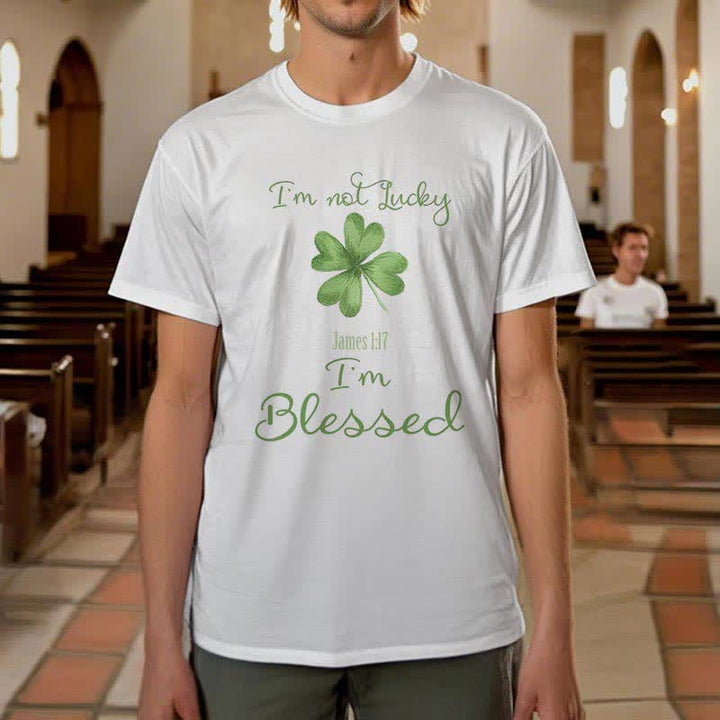 Christianartworkshop T-Shirt mit Aufschrift „I'M Not Lucky I'm Blessed“ im Glaubensstil