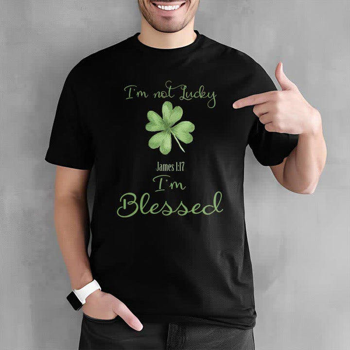 Christianartworkshop T-Shirt mit Aufschrift „I'M Not Lucky I'm Blessed“ im Glaubensstil
