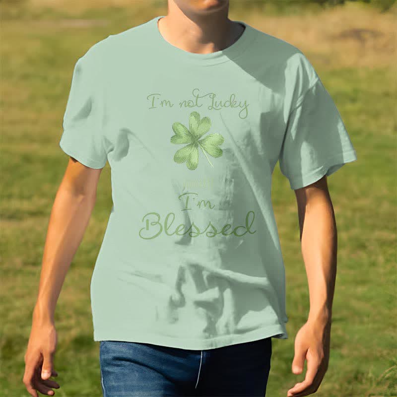 Christianartworkshop T-Shirt mit Aufschrift „I'M Not Lucky I'm Blessed“ im Glaubensstil