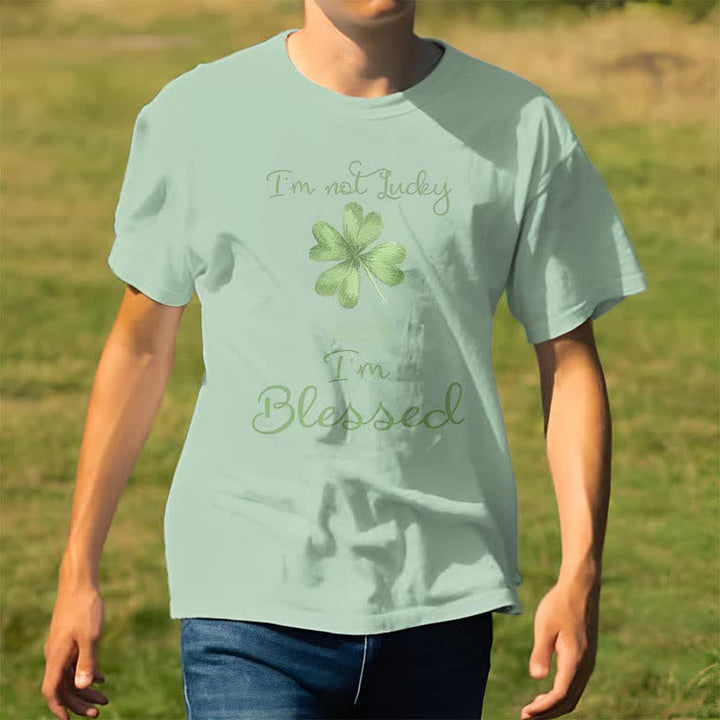 Christianartworkshop T-Shirt mit Aufschrift „I'M Not Lucky I'm Blessed“ im Glaubensstil