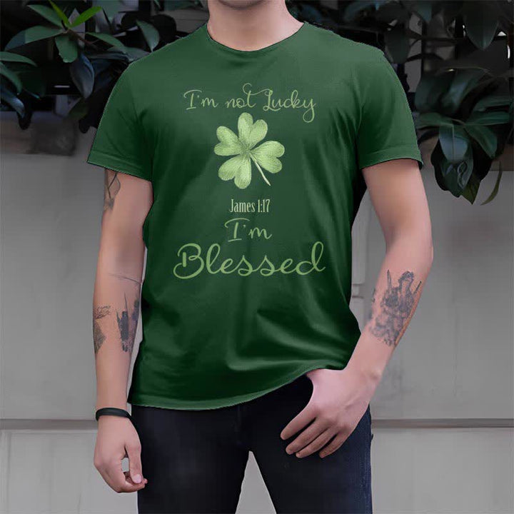 Christianartworkshop T-Shirt mit Aufschrift „I'M Not Lucky I'm Blessed“ im Glaubensstil