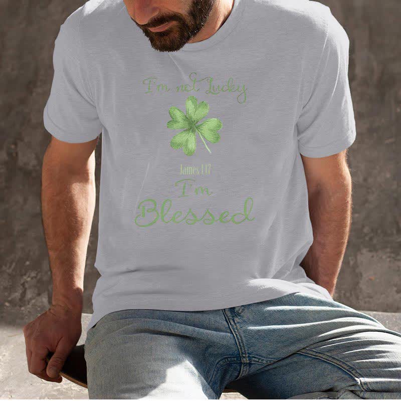 Christianartworkshop T-Shirt mit Aufschrift „I'M Not Lucky I'm Blessed“ im Glaubensstil