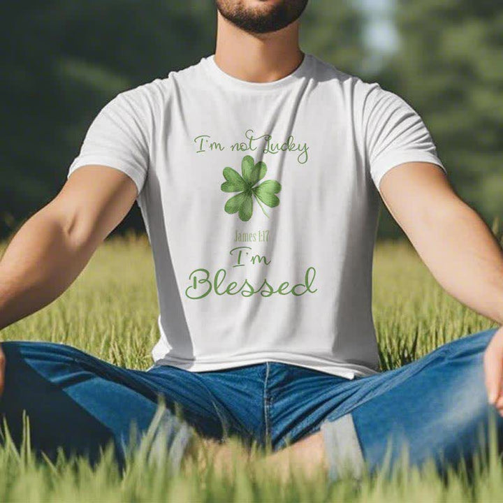 Christianartworkshop T-Shirt mit Aufschrift „I'M Not Lucky I'm Blessed“ im Glaubensstil