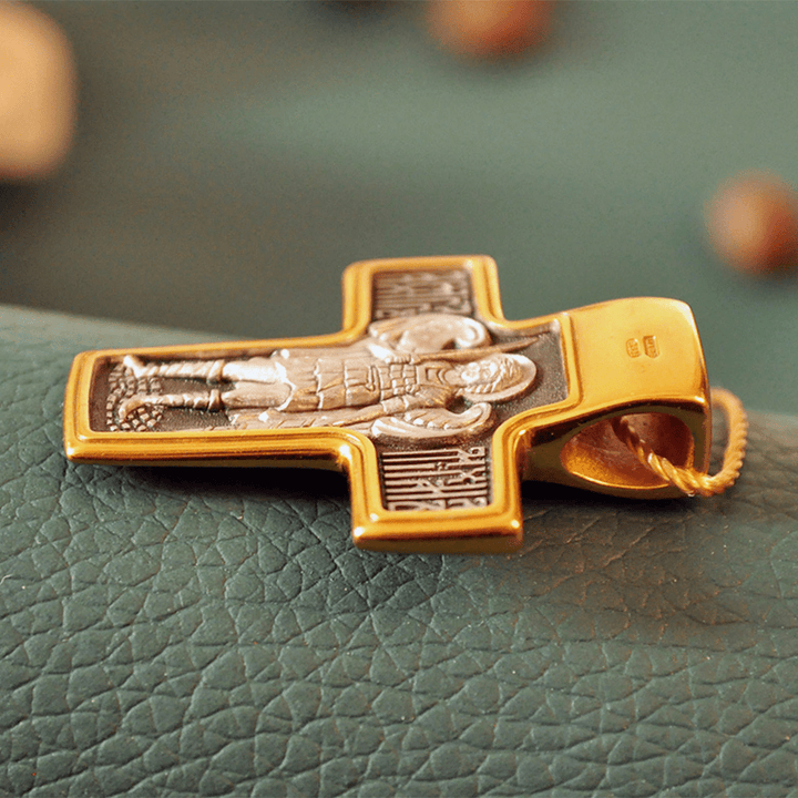 Christianartworkshop Halskette, beidseitig, goldfarben, Jesus- und Heiligen-Ikone mit St. Michael-Anhänger - image 2