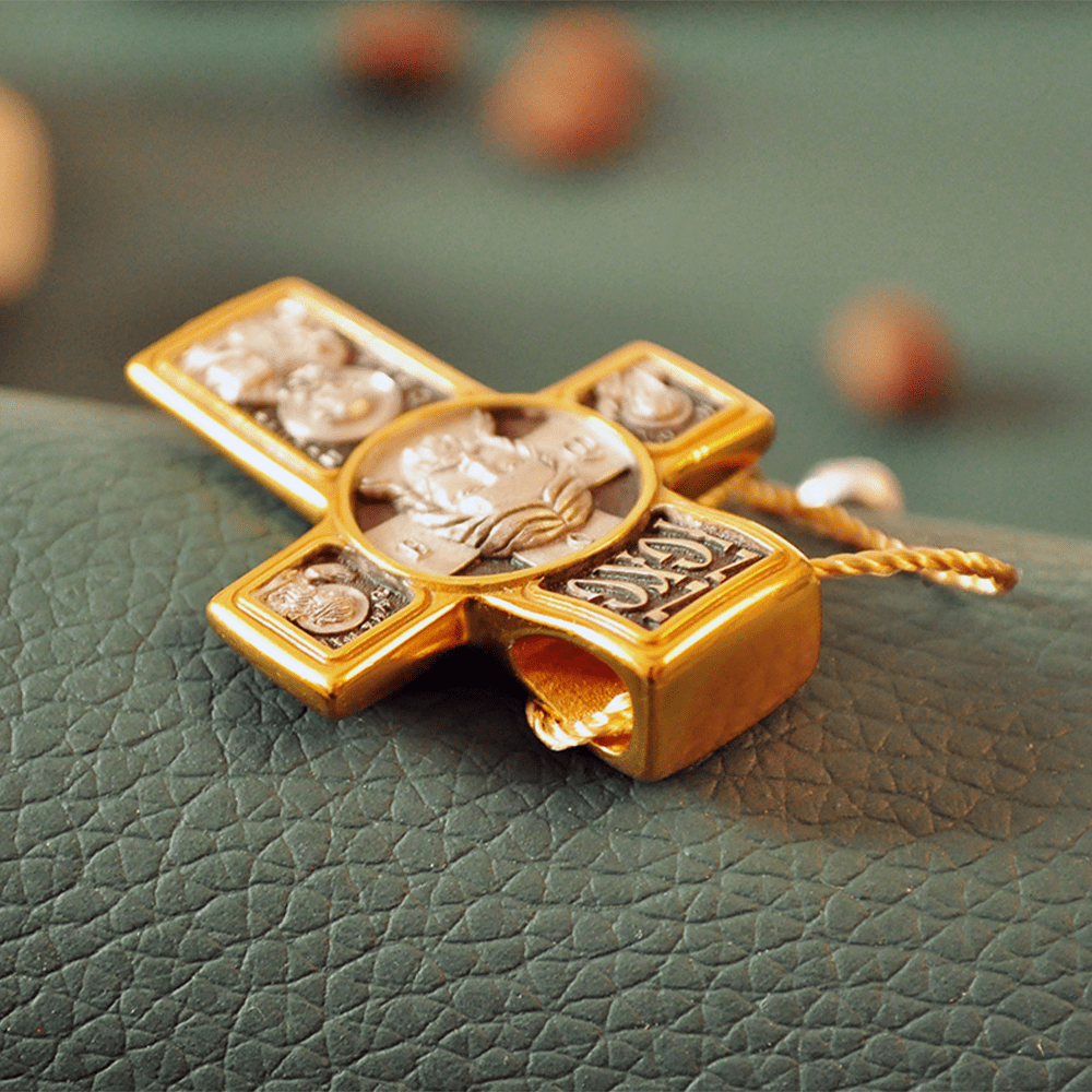 Christianartworkshop Halskette, beidseitig, goldfarben, Jesus- und Heiligen-Ikone mit St. Michael-Anhänger - image 3