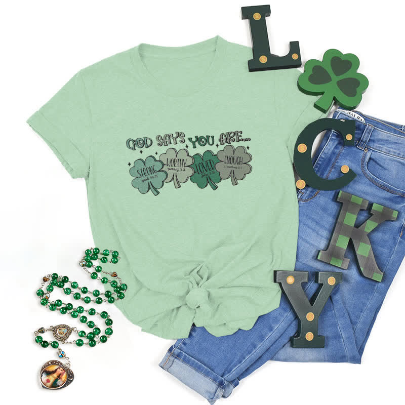 Christianartworkshop Divine Shamrock: Gottes Versprechen, vom Glauben inspiriertes T-Shirt - Hellgrün - 2XL - image 3