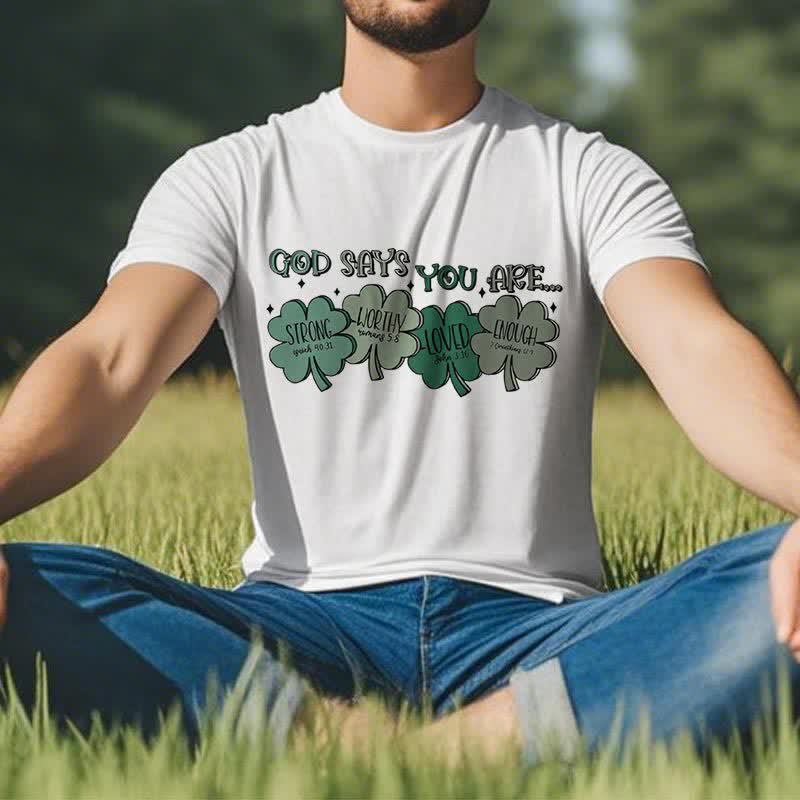 Christianartworkshop Göttliches Kleeblatt: Glaubensinspiriertes T-Shirt mit Gottes Verheißungen - image 7