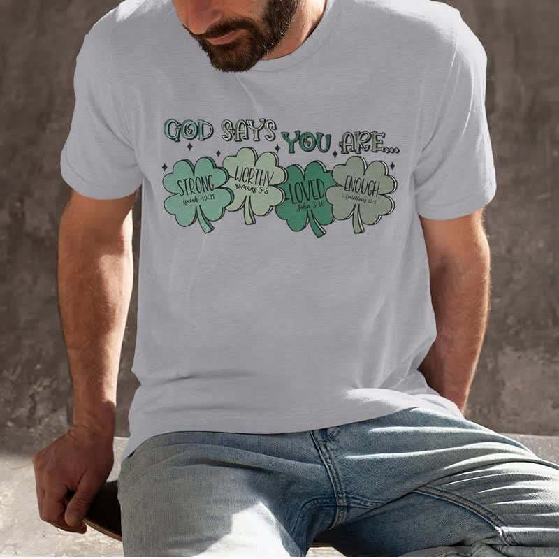 Christianartworkshop Göttliches Kleeblatt: Glaubensinspiriertes T-Shirt mit Gottes Verheißungen - image 2