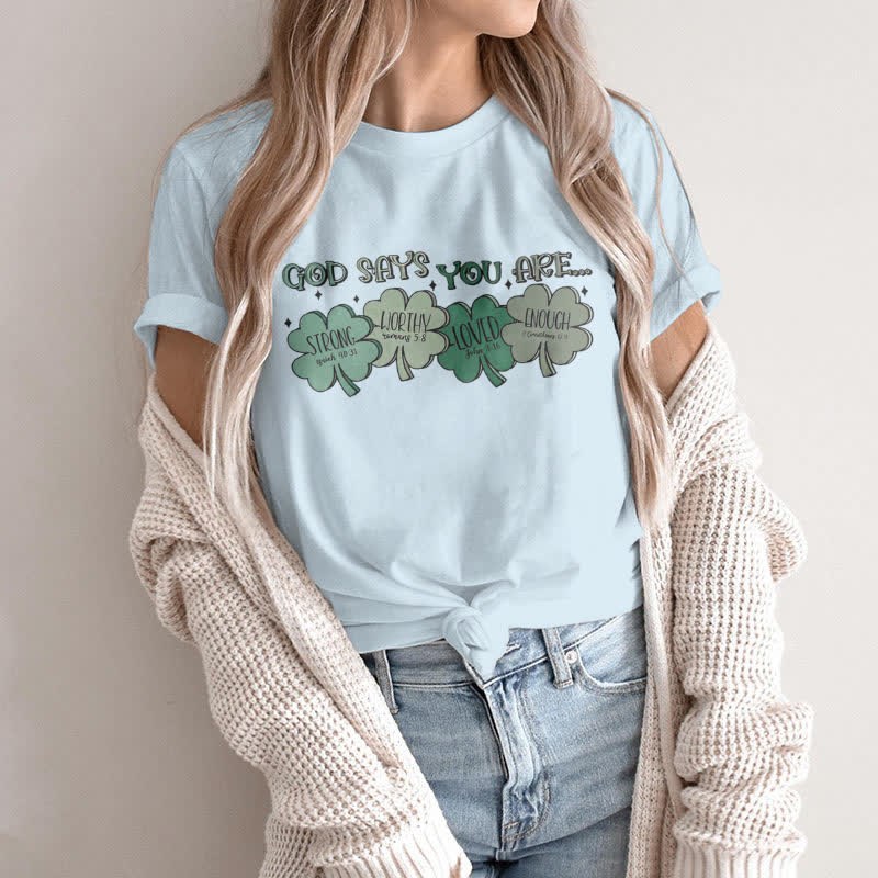 Christianartworkshop Göttliches Kleeblatt: Glaubensinspiriertes T-Shirt mit Gottes Verheißungen - image 12