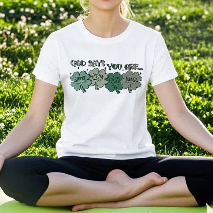 Christianartworkshop Göttliches Kleeblatt: Glaubensinspiriertes T-Shirt mit Gottes Verheißungen - image 8