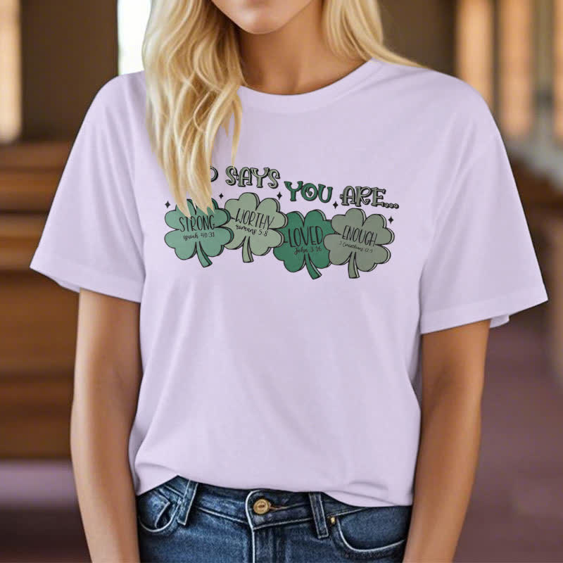 Christianartworkshop Göttliches Kleeblatt: Glaubensinspiriertes T-Shirt mit Gottes Verheißungen - image 27