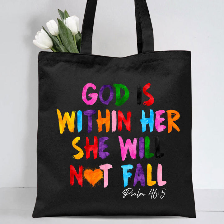 Christianartworkshop Christliche Tragetasche aus Segeltuch mit Aufschrift „Gott ist in ihr“