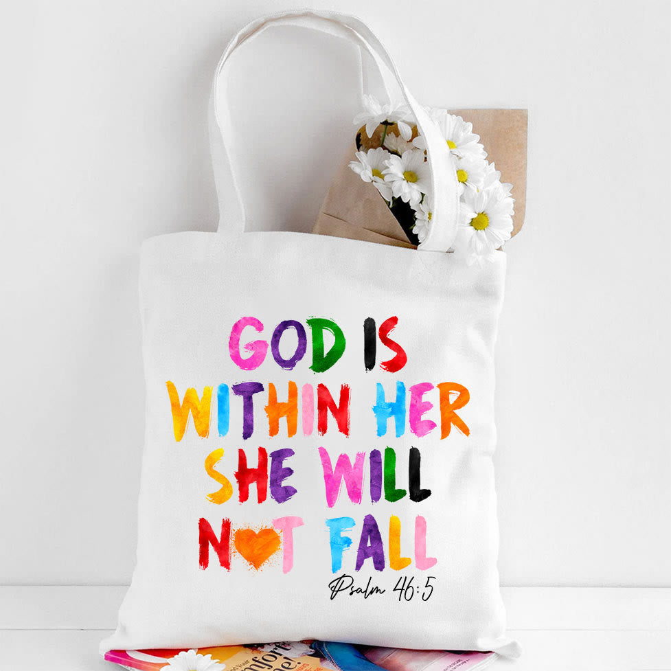 Christianartworkshop Christliche Tragetasche aus Segeltuch mit Aufschrift „Gott ist in ihr“