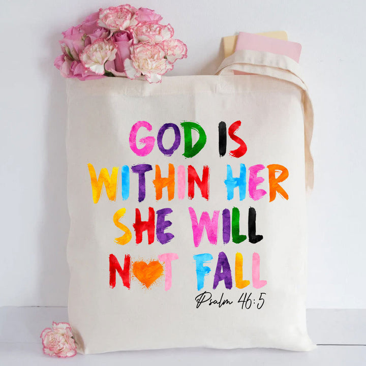 Christianartworkshop Christliche Tragetasche aus Segeltuch mit Aufschrift „Gott ist in ihr“