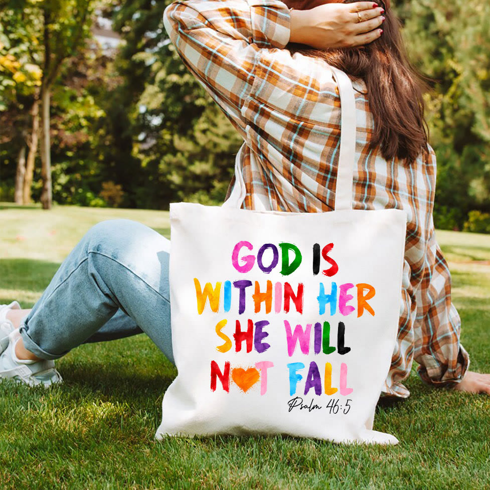 Christianartworkshop Christliche Tragetasche aus Segeltuch mit Aufschrift „Gott ist in ihr“