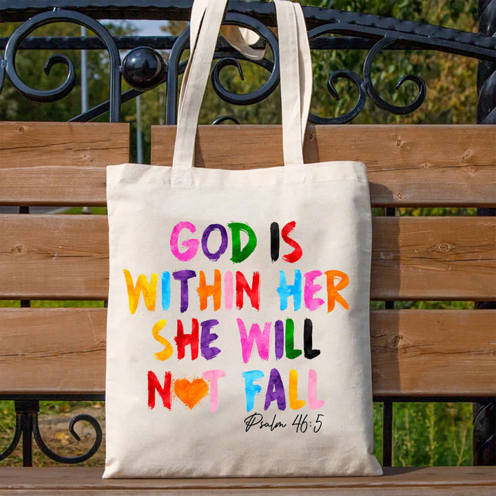 Christianartworkshop Christliche Tragetasche aus Segeltuch mit Aufschrift „Gott ist in ihr“